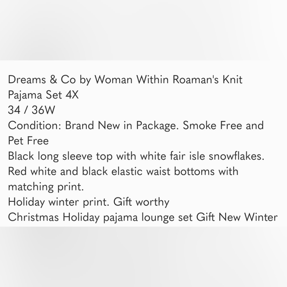 NWT - Dream & Co Plus PJ Set sz. 4X (34/36) - Picture 7 of 7